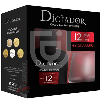 Dictador 12 Years Rum (DD+2 Pohár) [0,7L|40%]