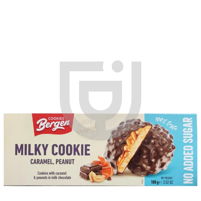 Bergen Milky Cookie - Caramel, Peanut Keksz Box (Hozzáadott Cukor Nélkül) [100g]