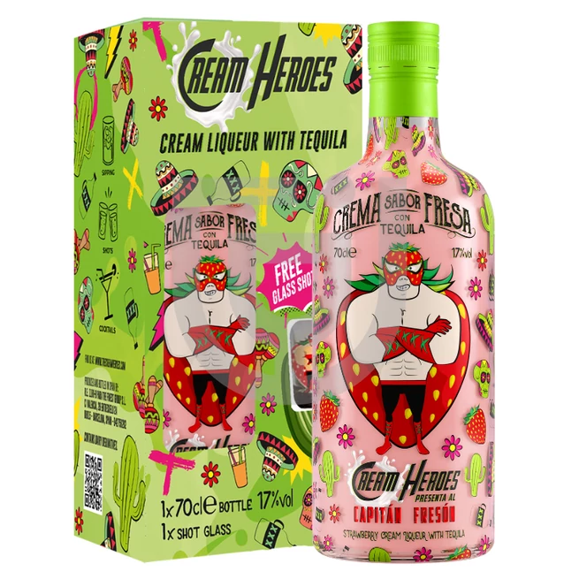 Cream Heroes Capitan Fresón Strawberry Tequilalikőr (DD+Pohár) [0,7L|17%]
