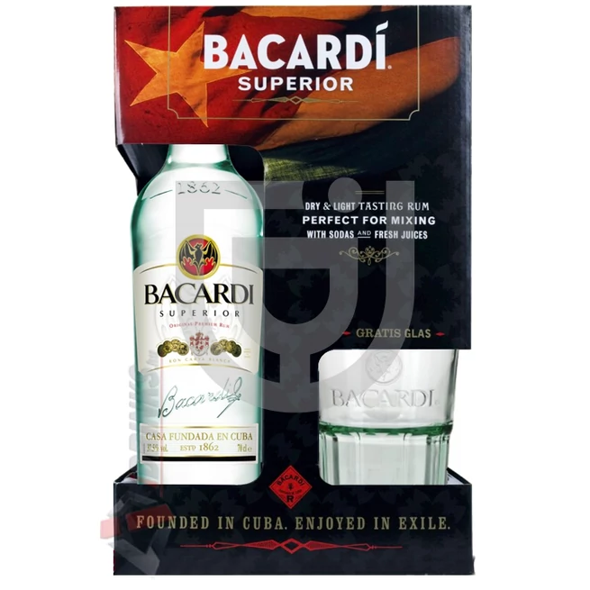 Bacardi Carta Blanca Superior Rum (DD+Pohár) [0,7L|37,5%]