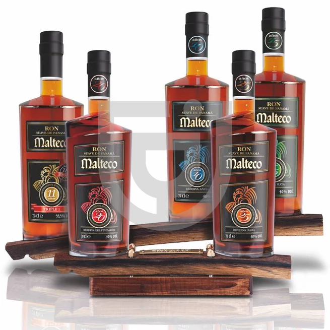 Malteco Premium Rum Collection (Fa állvány) [5*0,7L|40%]